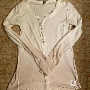Free People Creamy White Button Henley Med